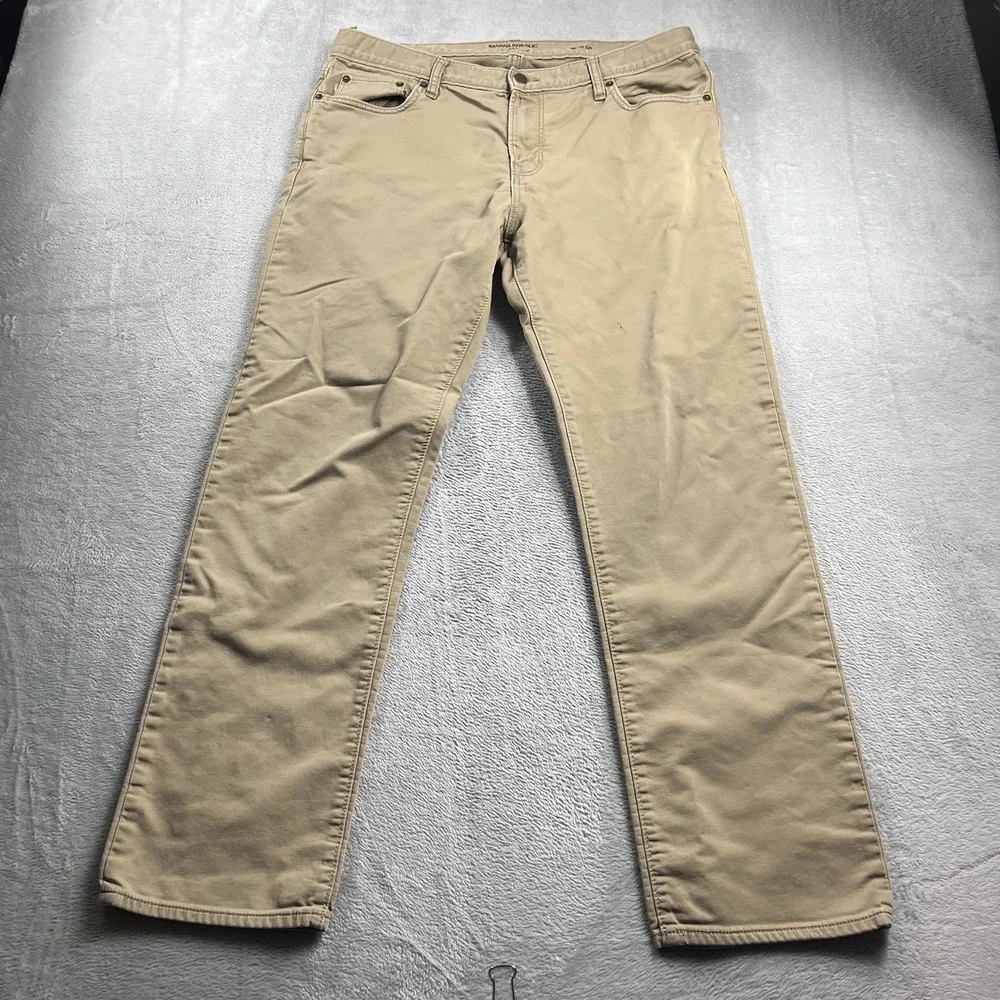 Banana Republic Travel Jean Slim Fit Jeans‎ Mens Size 35x30* Beige Denim